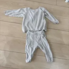 H&M オーガニックコットン リブ編みセットアップ 68cm