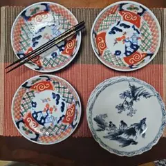 古伊万里　赤絵　なます皿　3枚 + 4枚