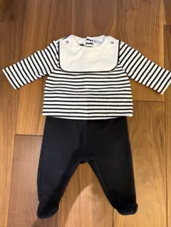 【Jacadi Paris】67cm 6M 上下セット ボーダー 足付きパンツのサムネイル