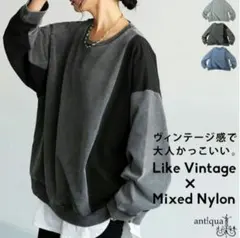 美品！antiqua 異素材切替 スウェット プラスサイズのサムネイル