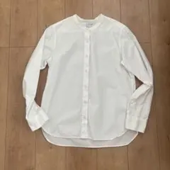 無印良品 洗いざらしブロードスタンドカラーシャツ　L