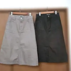 【PORTLAND】Aライン デニム風ロングスカート 【色違い2枚】