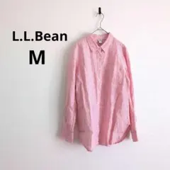 エルエルビーン▶リネンシャツ ピンク×白ストライプ 長袖 Mのサムネイル