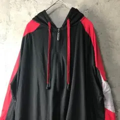 A3521古着　パーカー　レッド　ブラック　フルジップ　90s Y2K