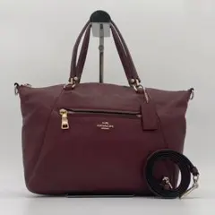 상태좋음 コーチ レザー 2WAY ショルダーバッグ ロゴ型押し ファスナー ボルド
