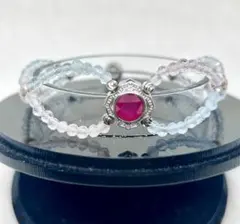 ハンドメイド☆ルビー、アクアマリン、淡水パール、トパーズのブレスレット