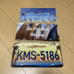 カリフォルニア風景メッセージナンバープレート3枚セット
