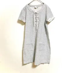 【ROXY】條紋連衣裙 短袖 綁帶 純棉100% 自然休閒