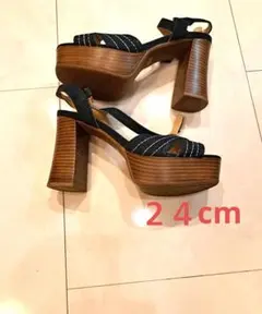 あしながおじさん　デニム素材 サンダル 厚底のサムネイル
