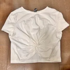 【新品未使用】SHEIN フロントギャザー ホワイト Tシャツ