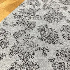 花柄　ニット 生地　杢グレー80cm×60cm