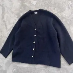 A part by ラクーンVネック カーディガン ネイビー 金ボタン