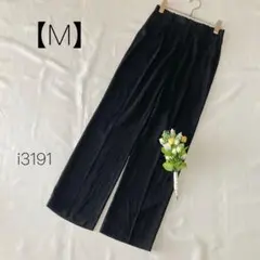 ブラック センタープレス カジュアルパンツ ウエストゴム【M】