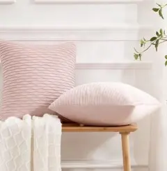 ベルベット 波浪 クッションカバー 50cm ピンク 2枚セット 北欧