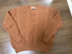 ケーブルニット セーター オレンジ ゆったり 秋冬