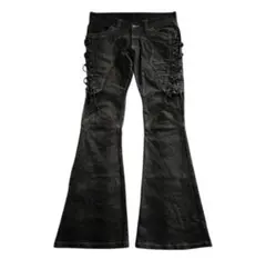 tornado mart python lace up flare denim