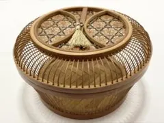 駿河竹千筋細工　竹籠　菓子器　果物籠　蓋付き　小物入れ　茶道具　伝統的工芸品