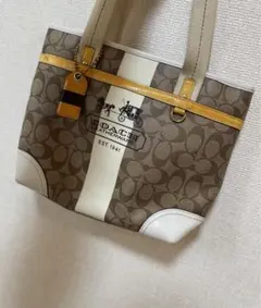 COACH ヘリテージストライプトートバッグ /シグネチャー柄