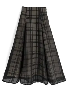 GRL チェック柄シアーフレアスカート