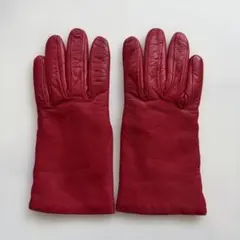 美品　イタリア　セルモネータ　レザーグローブ　革手袋　レッド　カシミヤ裏地