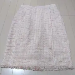 YUKI TORII タイトスカート ピンク系 ツイード チャック滑り悪しのサムネイル