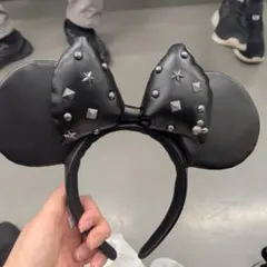 黒いミニー耳カチューシャ レザータイプ