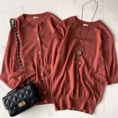 美品☆イエナ☆ALBA アンサンブル 金ボタン ツインニット クルーネック