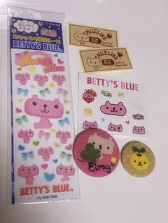 【当時物】べティーズブルー　エイミーちゃん　ステッカー 缶バッジ　セット