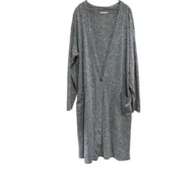 GU 杢グレー ロングカーディガン シングルボタン ポケット付 M