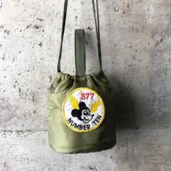 【HB1113】60cm紐　ミリタリーライナーリメイクペイシェントバッグ　巾着