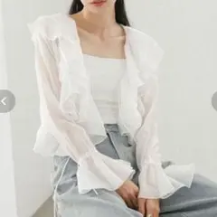 新品 Heather ヘザー ラッフルリボンブラウスのサムネイル