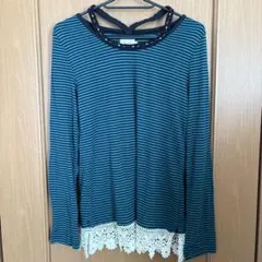 長袖ストライプトップス　M-L