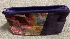 紫色 花柄 ポーチ