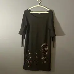 デシグアル カットアウトデザイン ブラック チュニック 五分袖