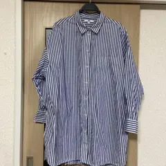 UNIQLO 3XL 青と白のストライプシャツ