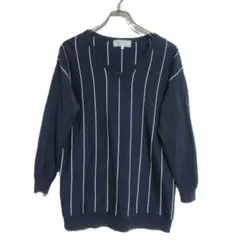ROPE PICNIC ニットプルオーバー ストライプ Vネック 綿アクリル M