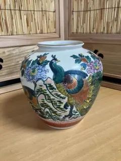 【特価】九谷焼 宗山 孔雀 牡丹 約19cm レトロのサムネイル