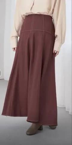 ブラウン フレアスカート ロングスカート　アースミュージック&エコロジー