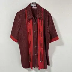 切替デザイン 半袖シャツ 古着 個性派 アート系 モード