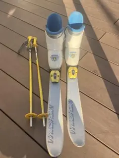 スキー板100センチ　スキーブーツ21センチ　ストック　３点セット