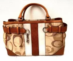 COACH ベージュ/ブラウン ハンドバッグ
