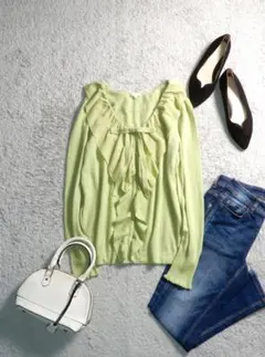 トゥービーシック フリルカラー リボン ニットカーディガン 3 Ⅲ 可愛い