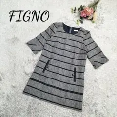【フィグノ】レディース 膝丈 ワンピース チュニック 麻 7分袖 ポケット付き