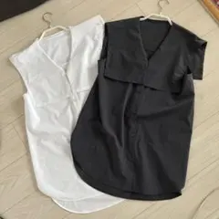 ICB 2023SS 2wayノースリーブブラウス 白&黒 セーラービックカラー 