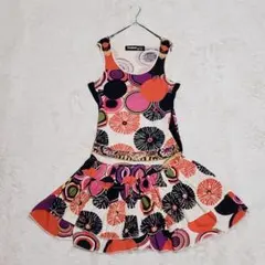 Desigual デシグアル 花柄 フレア ワンピース ティアード ビジュー Sのサムネイル