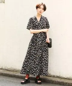 【新品】LOWRYSFARM ローリーズファーム 半袖ロングワンピース 花柄