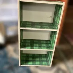 緑のチェック柄カラーボックス 3段　昭和レトロ