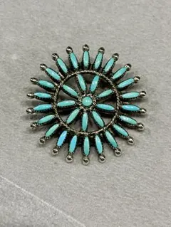 作者刻印 ナバホ ターコイズ ペンダントトップ プチポイント ブローチ