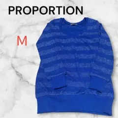 PROPORTION ラメボーダーニット ブルー Mサイズのサムネイル