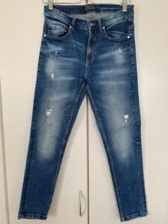 ZARA MAN ダメージデニム　ストレッチ　ブルー　EUR38／USA30